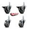 Service Caster 3'' Gray Polyurethane Wheel Swivel 7/8'' Square Stem Caster Set 2 Brakes, 4PK SCC-SQ20S314-PPUB-GRY-PLB-78-2-S-2 - alternate 4